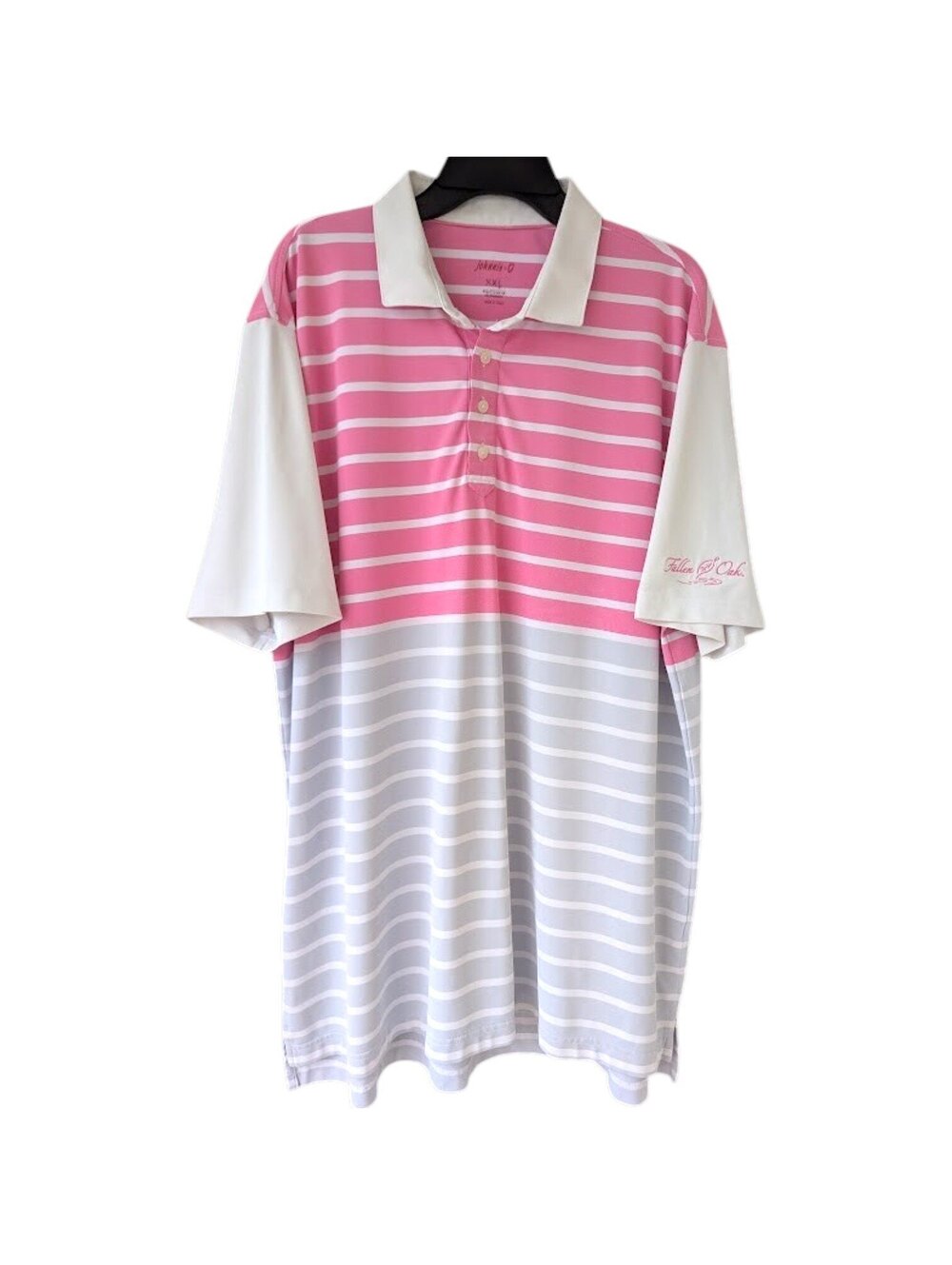 Johnnie-O Fallen Oak Golf Course Polo Shirt Mens XXL Pink Gray Striped 27x33